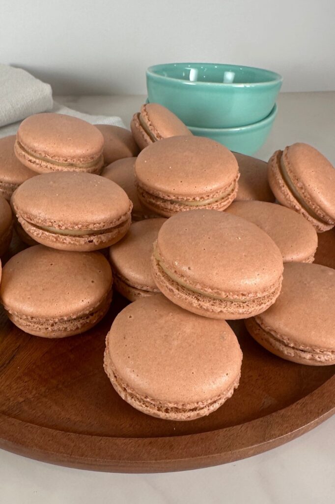 Stack of salted caramel macarons